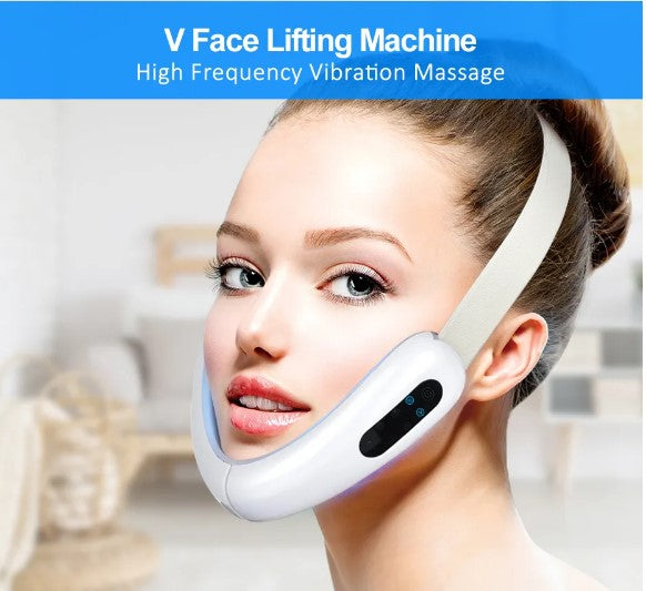 Chin V-Line Up Lift Belt Machine Red Blue LED Photon Therapy Facial Lifting Device - White_0