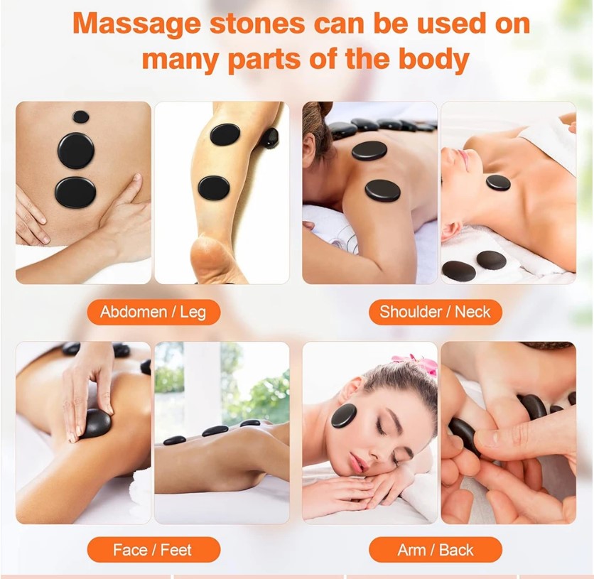 Portable Bianstone Hot Stones Massage Set with Heater Kit - 20 pcs_4