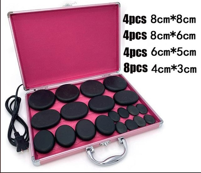 Portable Bianstone Hot Stones Massage Set with Heater Kit - 20 pcs_0