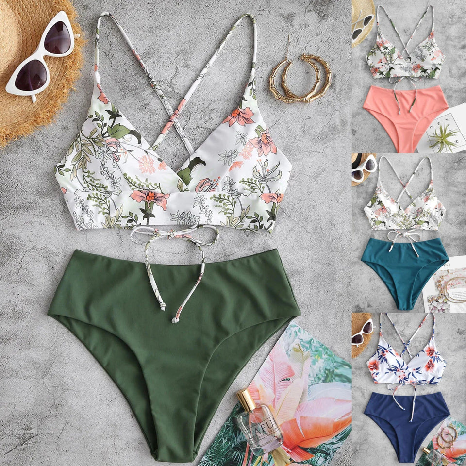 Leaf Print Sexy Bikini Set Swimwear