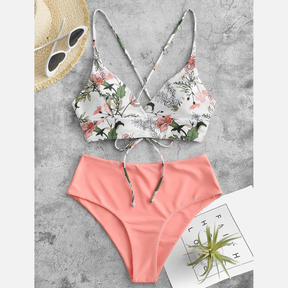 Leaf Print Sexy Bikini Set Swimwear