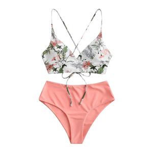 Leaf Print Sexy Bikini Set Swimwear