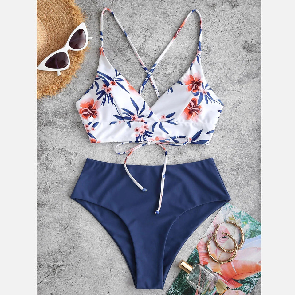 Leaf Print Sexy Bikini Set Swimwear