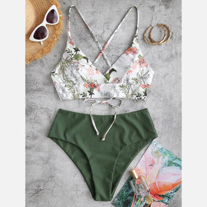 Leaf Print Sexy Bikini Set Swimwear